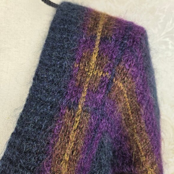 Ellen Tracy Size Small Oversized Vneck Button Front Cardigan Plaid Mohair Blend - Picture 3 of 12